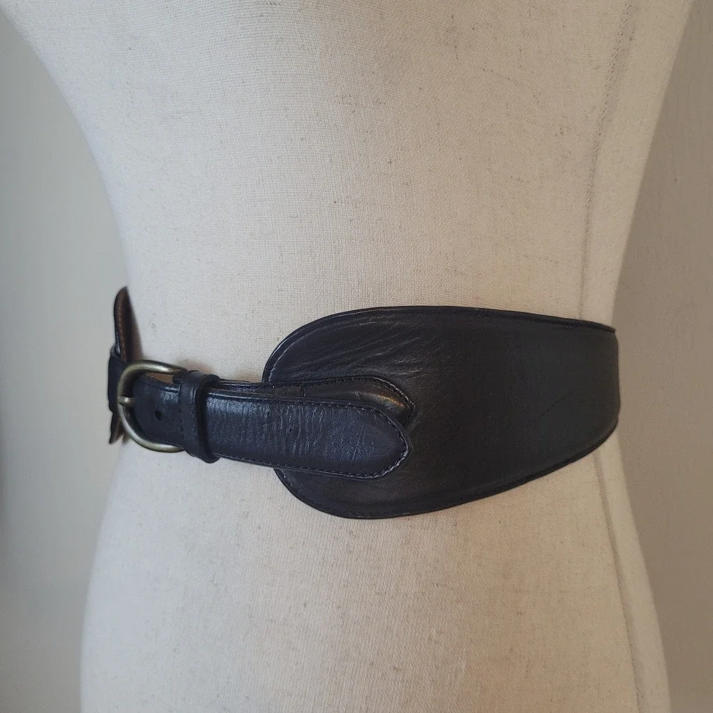 Talbots Belt Small Black Leather Waist Equestrian Heritage Polo Preppy Corset